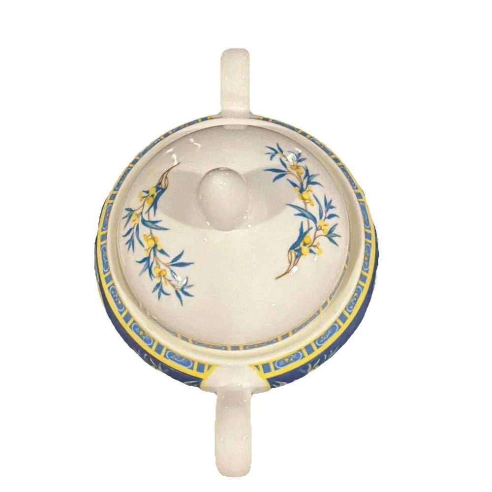 Vtg Wedgewood Citron Lemon Lidded Sugar Bowl Bone China‎ Made In England